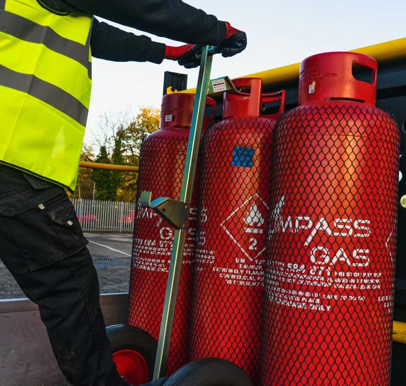 Compass Gas cylinders being prepared for delivery